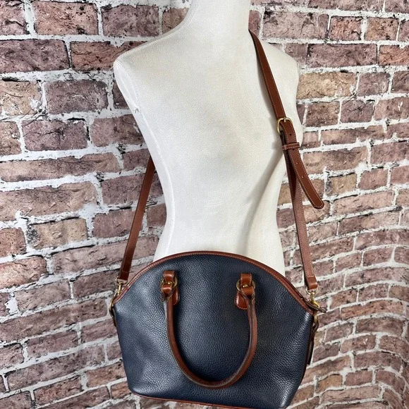 Coach Sheridan Mariel Navy Blue Pebbled Leather Dome Satchel Bag 4228 Vintage - Picture 2 of 16